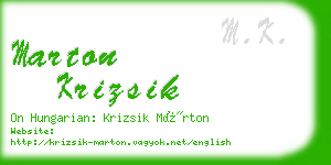 marton krizsik business card